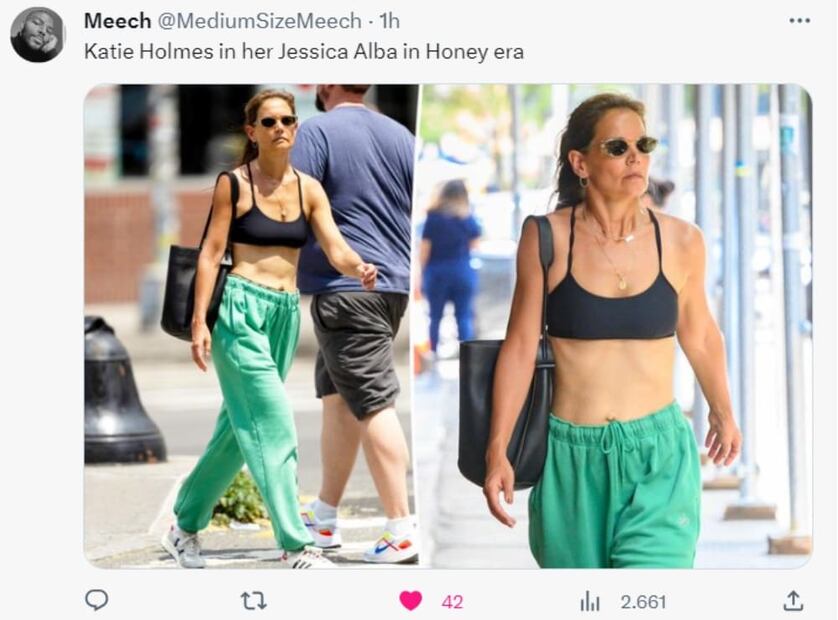 Katie Holmes luce su abdomen en Nueva York / Twitter