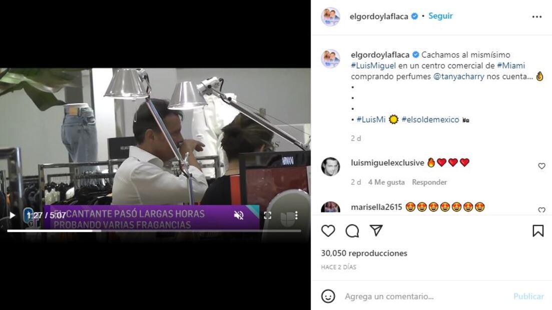 Luis Miguel reaparece muy rejuvenecido en un centro comercial de Miami