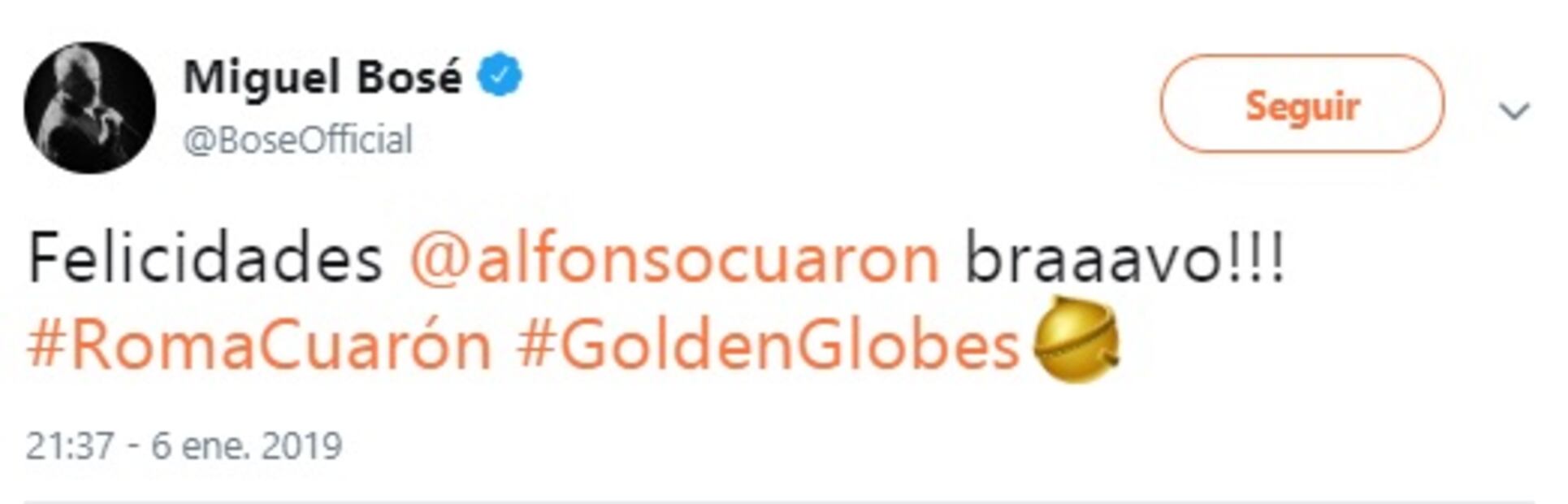 Los famosos celebran el triunfo de Alfonso Cuarón y “Roma” en los Golden Globes