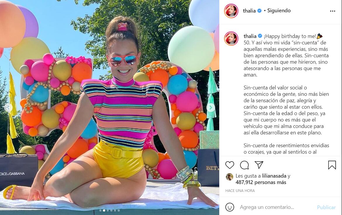 Thalía cumple 50 años y lo celebra con atractivas fotos llenas de color