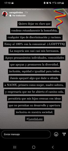 ¿Qué está pasando con Sara Galindo y sus posts homofóbicos?