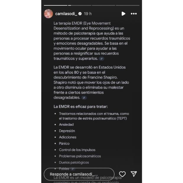 El mensaje de Camila Sodi sobre la terapia EMDR / Foto: Instagram