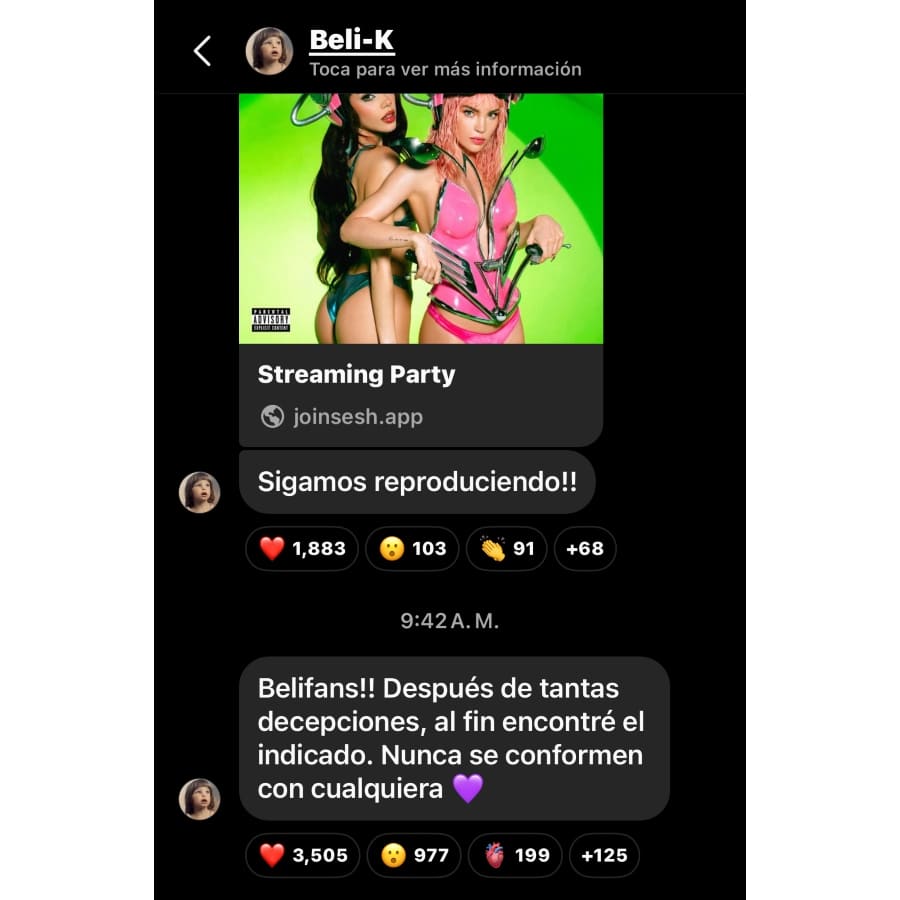 El mensaje de Belinda / Foto: Captura de pantalla