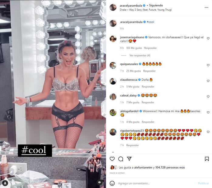 Aracely Arámbula baila coqueta en su camerino con liguero y bra de encaje 