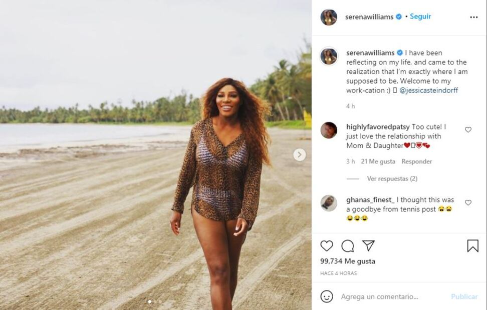 Serena Williams disfruta de unas vacaciones con minivestido transparente animal print