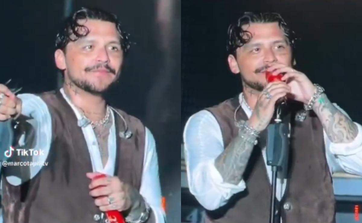 Christian Nodal durante su concierto en la UANL / Fotos: Captura X