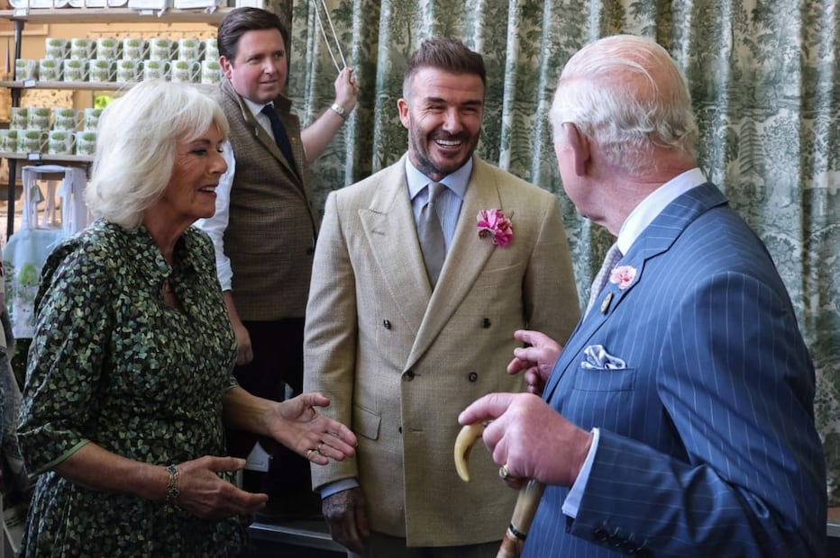David Beckham con el rey Carlos III y la reina Camila en el Chelsea Flower Show / Foto: AFP - Toby Melville