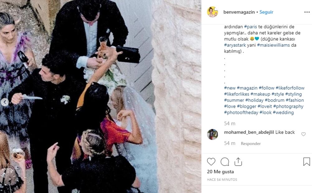 Se filtran imágenes del vestido de novia de Sophie Turner en su boda con Joe Jonas, en Francia