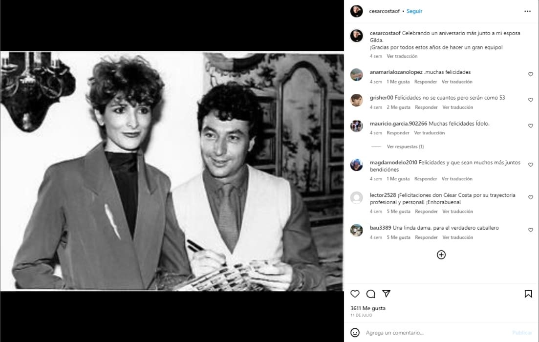 César Costa y su esposa Gilda / Instagram: @cesarcostaof