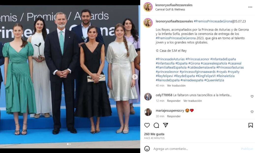 La princesa Leonor, el rey Felipe VI, Letizia de España y la infanta Sofía / Instagram