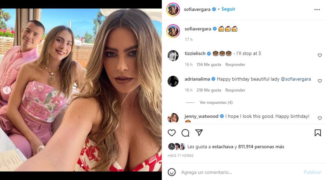 Sofía Vergara cumple 50 años y lo celebra con un corsé blanco y rojo