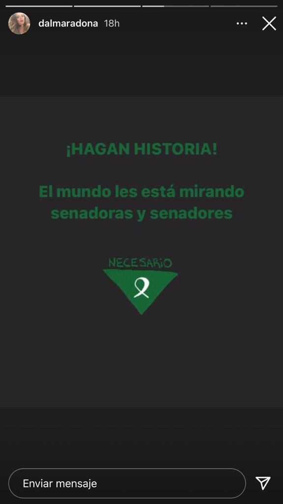 Dalma Maradona, hija de Diego Armando, apoya la legalización del aborto en Argentina