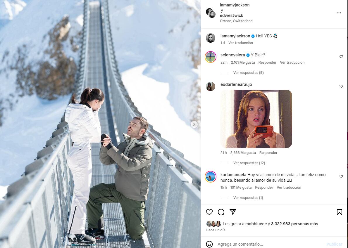 Ed Westwick y Amy Jackson/Instagram