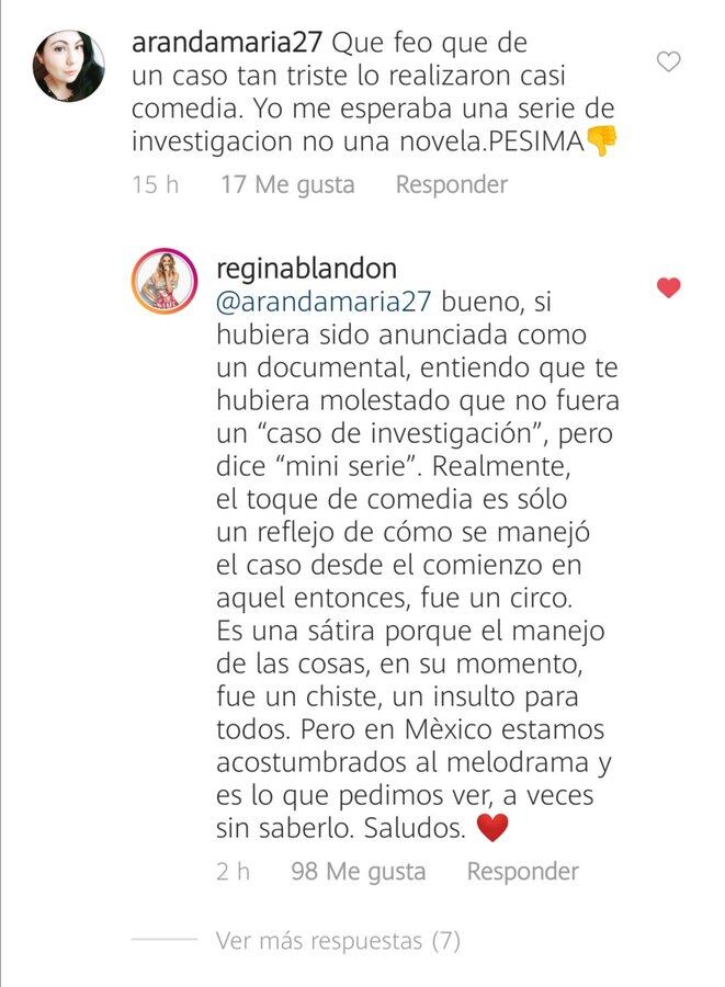 Regina Blandón se defiende de las críticas sobre la serie del caso Paulette 