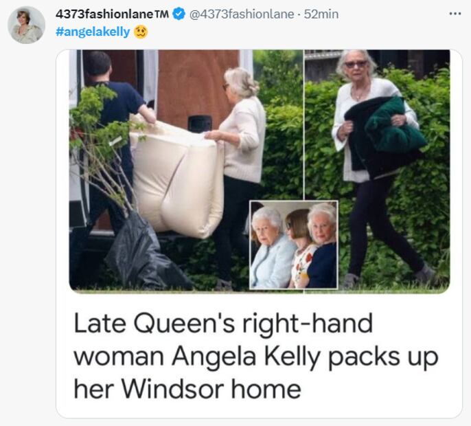 Angela Kelly, entre lágrimas, abandona su propiedad en Windsor tras petición de Carlos III