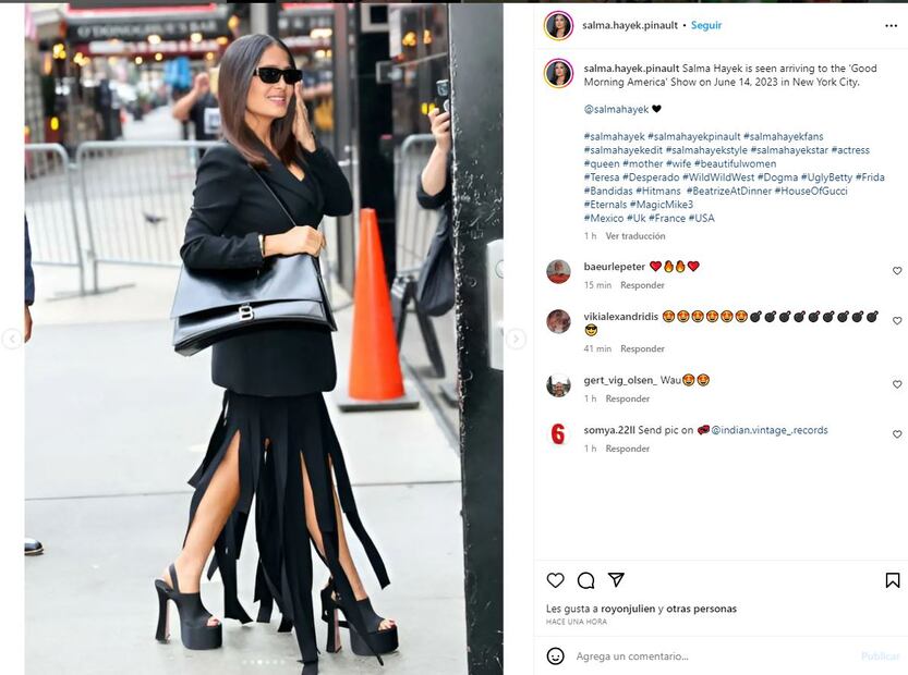 Salma Hayek, guapísima en Manhattan / Instagram