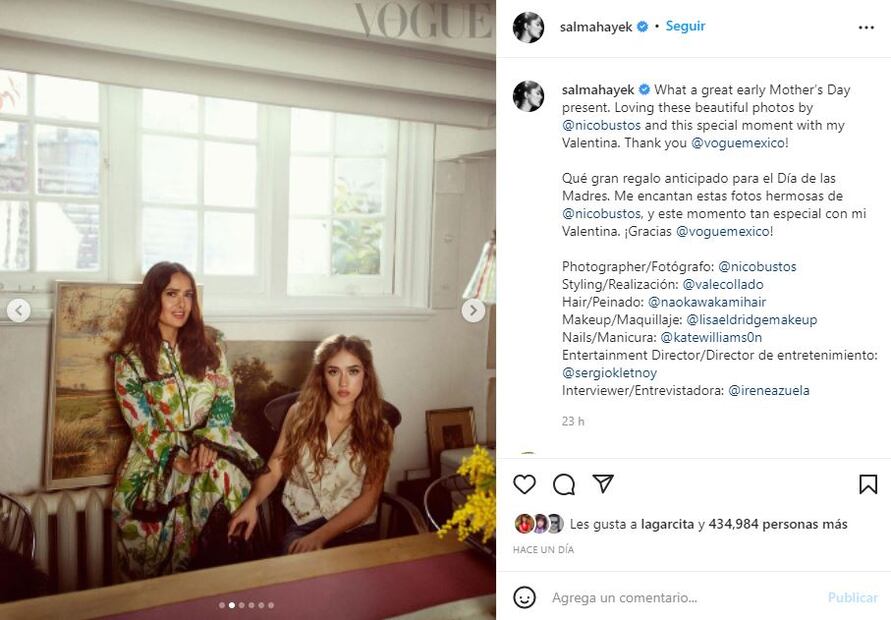 Salma Hayek dice que su hija Valentina le roba la ropa de su clóset