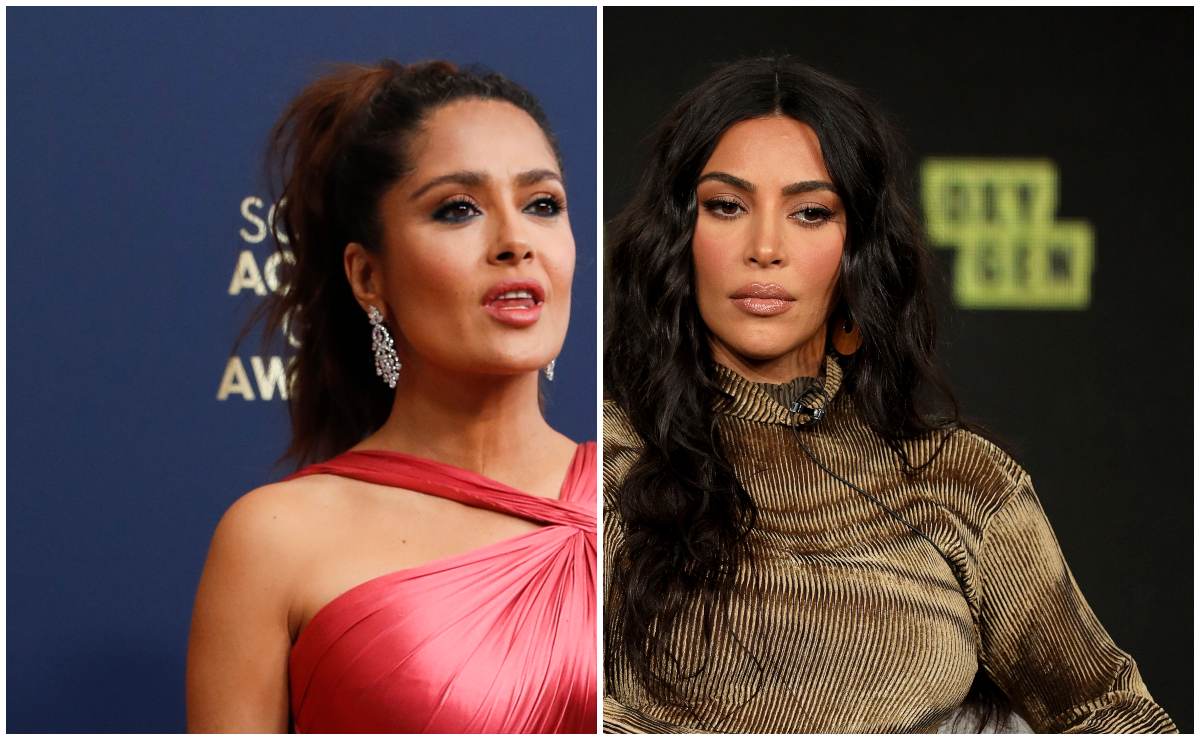 Salma Hayek posa junto a Kim Kardashian en desfile de Balenciaga