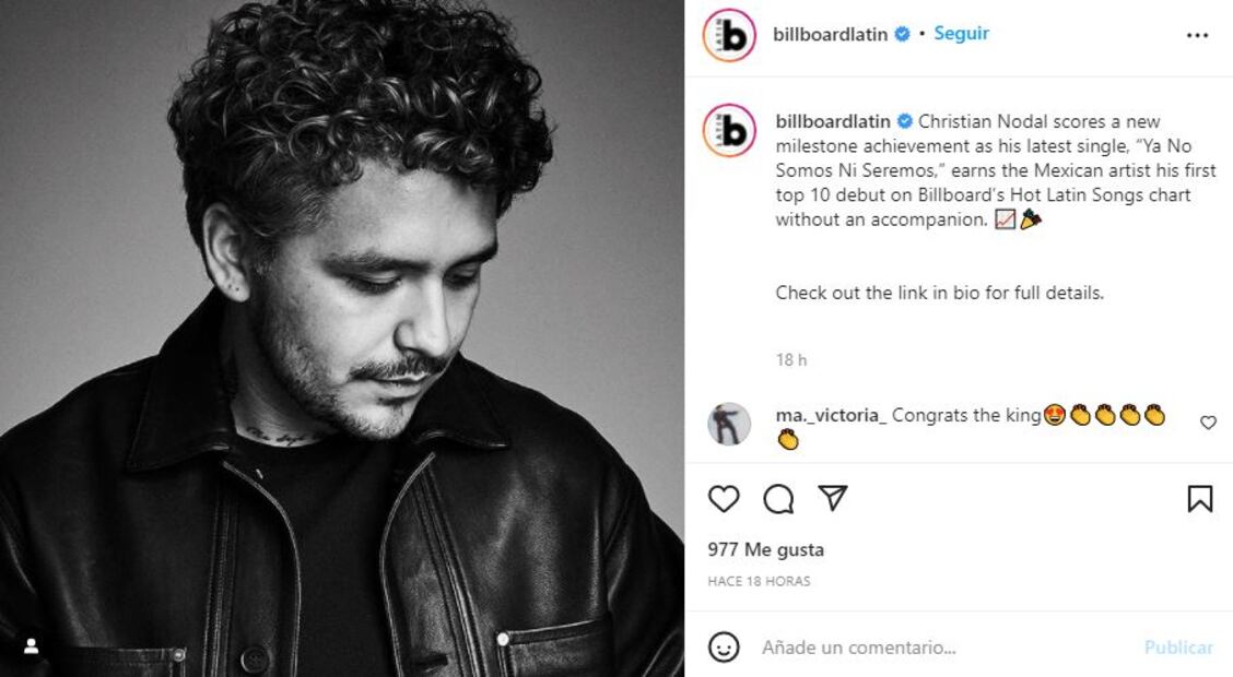 Christian Nodal rompe récord mundial en el Hot Latin Songs de Billboard