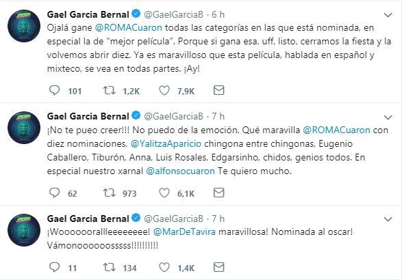 Amigos felicitan a Alfonso Cuarón por la nominación de Roma a los premios Oscar