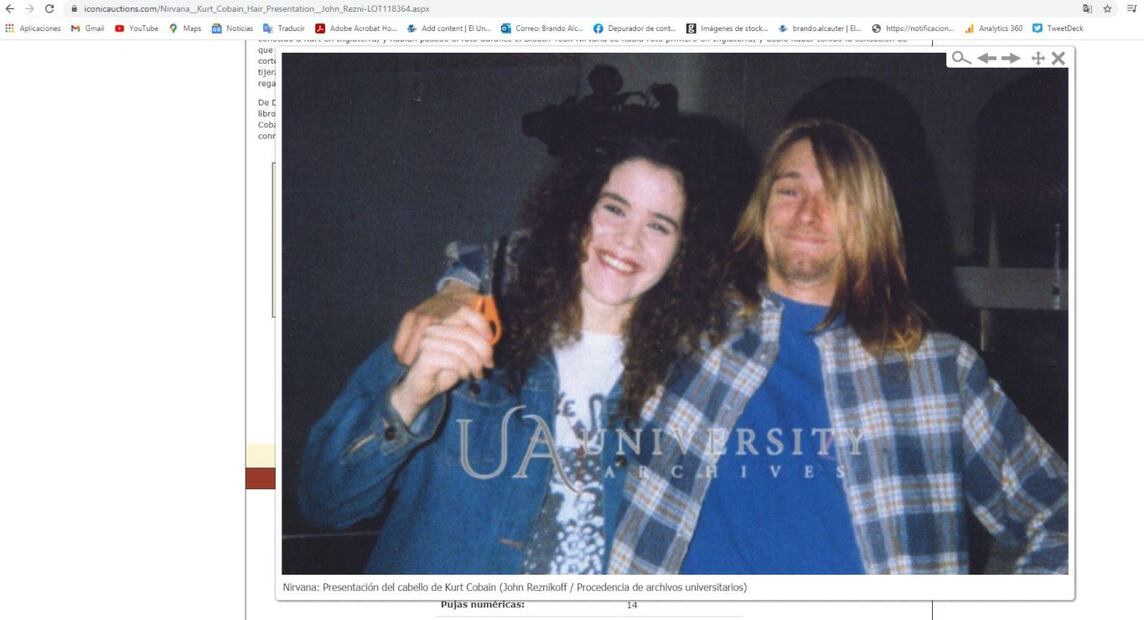 6 hebras del pelo de Kurt Cobain se subastan por casi 300 mil pesos