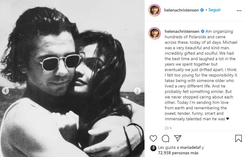 Helena Christensen rinde homenaje a su ex novio Michael Hutchence en el aniversario de su muerte