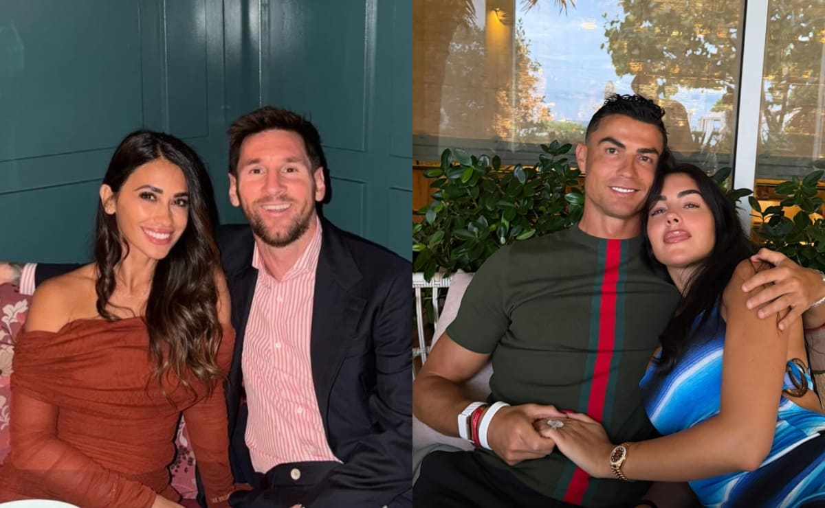 Antonela Rocuzzo, Lionel Messi, Cristiano Ronaldo y Georgina Rodríguez. (Foto: Instagram)