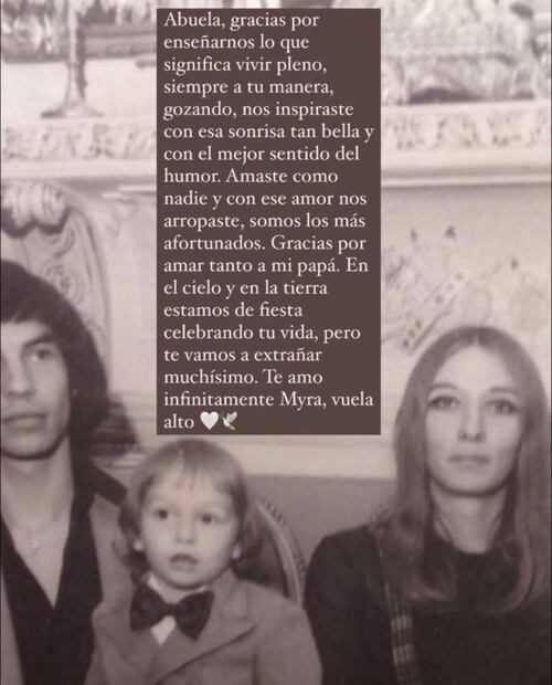 Nina Rubín también dedicó un cálido mensaje tras el fallecimiento de su abuelita / Foto: Instagram
