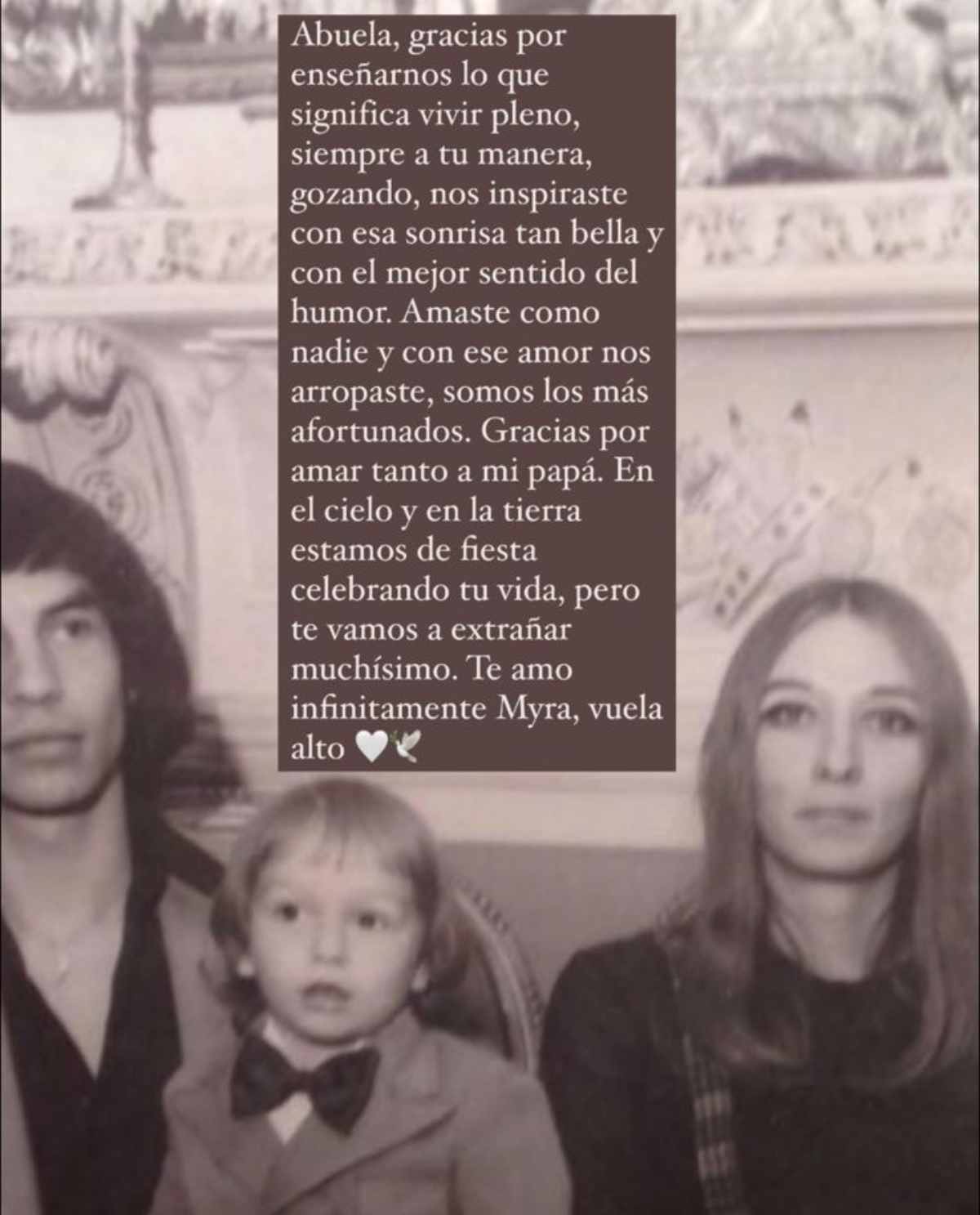 Nina Rubín también dedicó un cálido mensaje tras el fallecimiento de su abuelita / Foto: Instagram