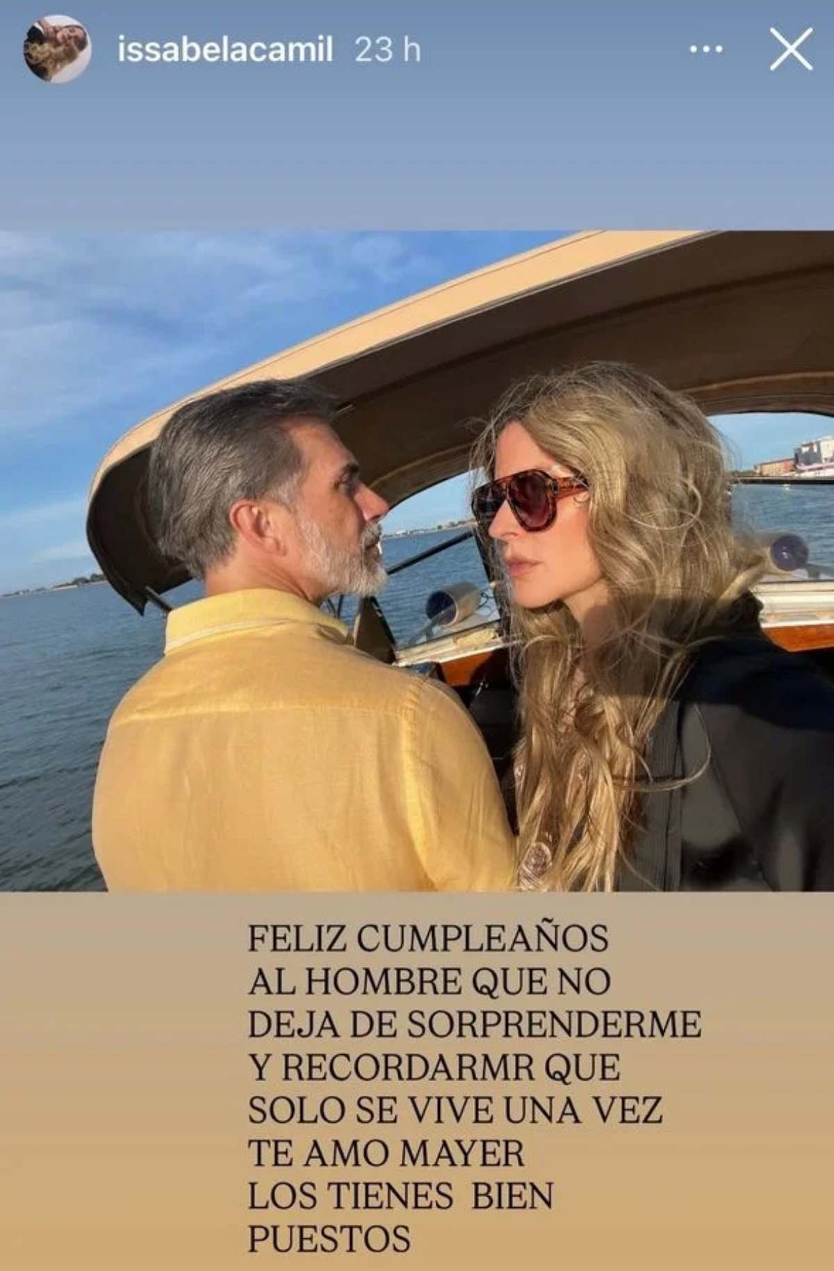 La dedicatoria de Issabela Camil a Sergio Mayer / Foto: Instagram