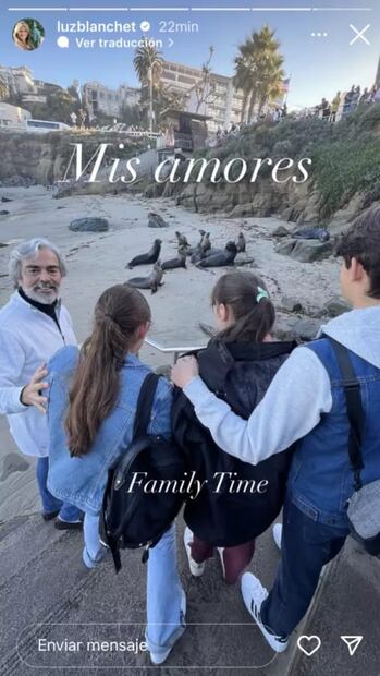 Lorenzo Lazo junto a los hijos de Luz Blanchet / Instagram: @luzblanchet