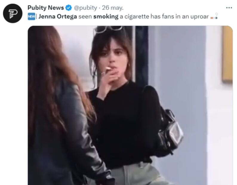 Jenna Ortega fumando en Londres / Twitter