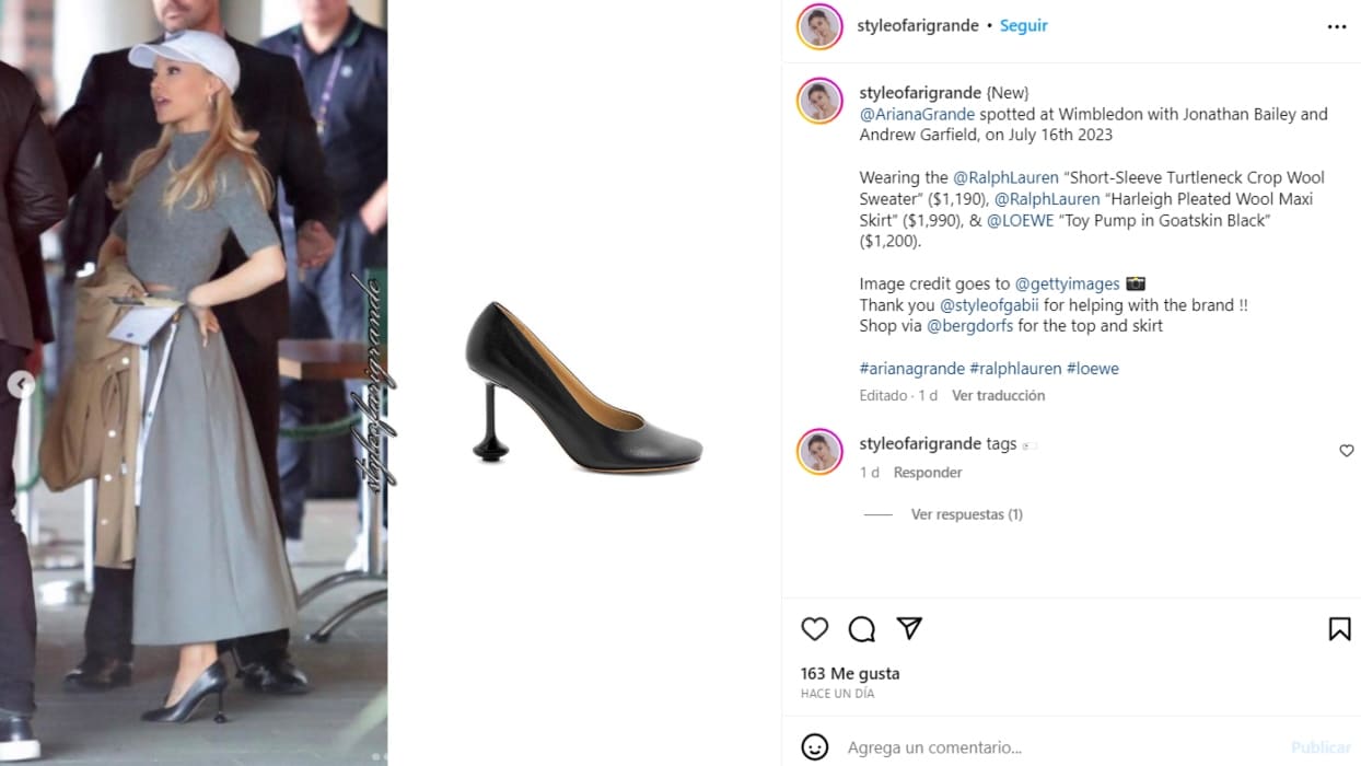 El look de Ariana Grande en Wimbledon / Instagram