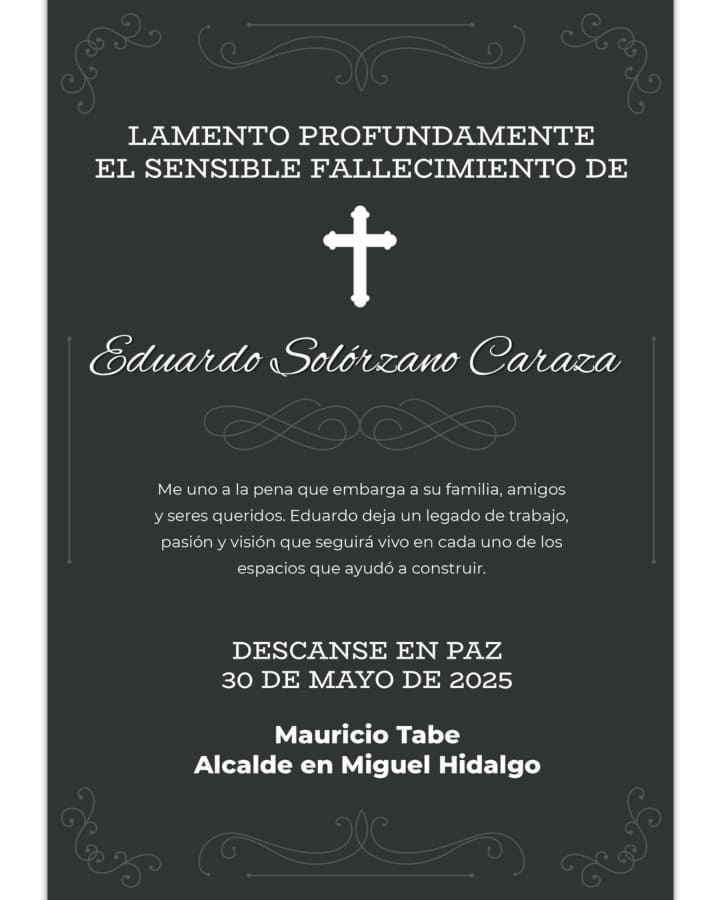 Mauricio Tabe lamenta el fallecimiento de Eduardo Solorzano Caraza / Foto: Instagram