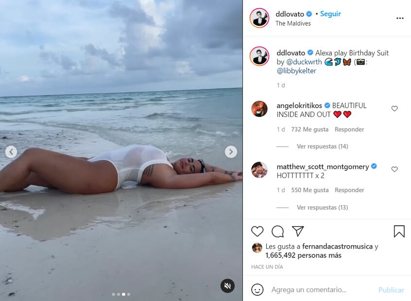 Demi Lovato y su posado con traje de baño blanco en las Maldivas