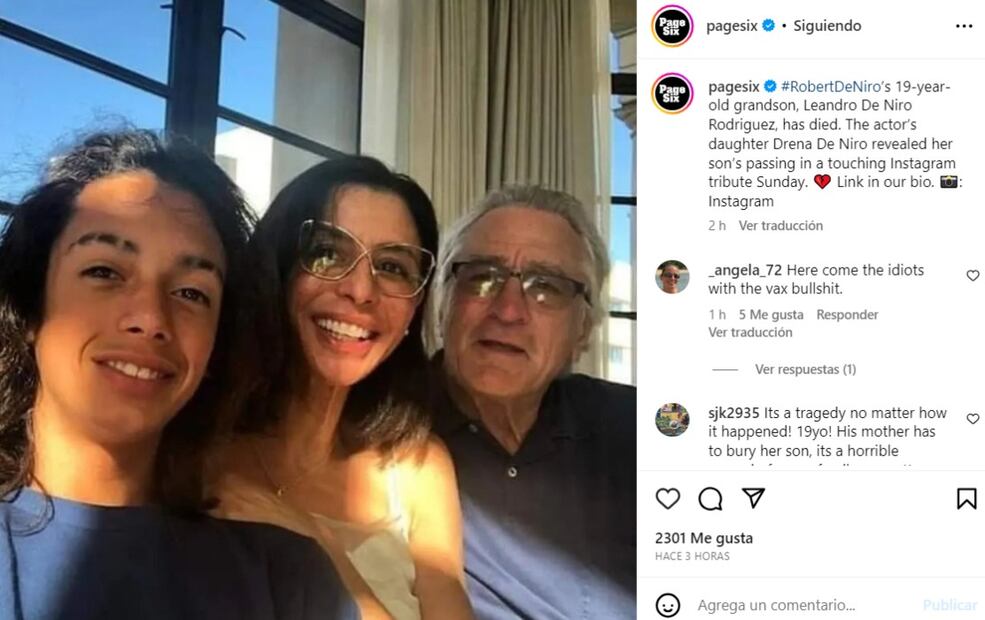 Leandro, Drena y Robert De Niro / Instagram