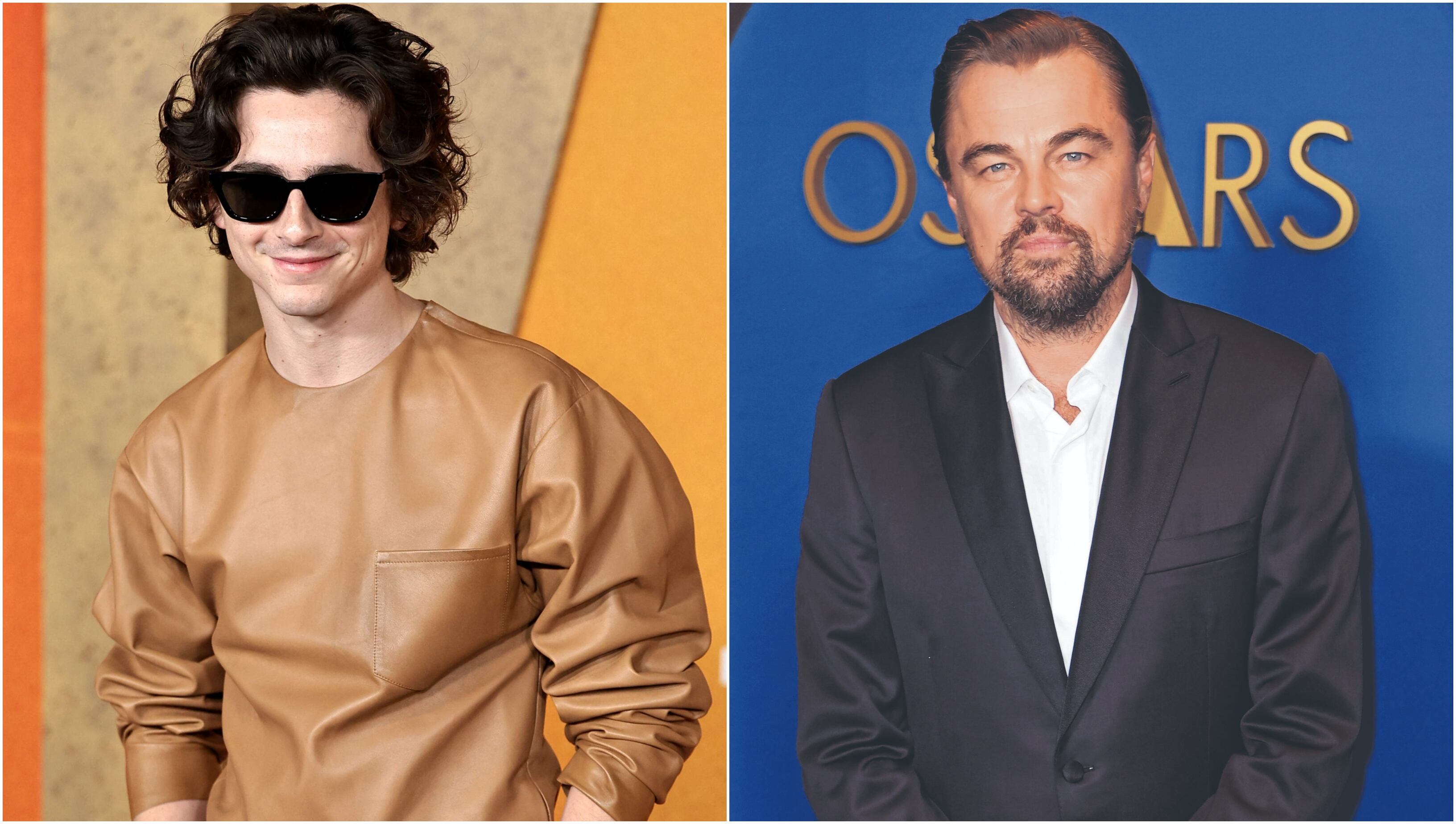 Timothée Chalamet y Leonardo DiCaprio/AFP