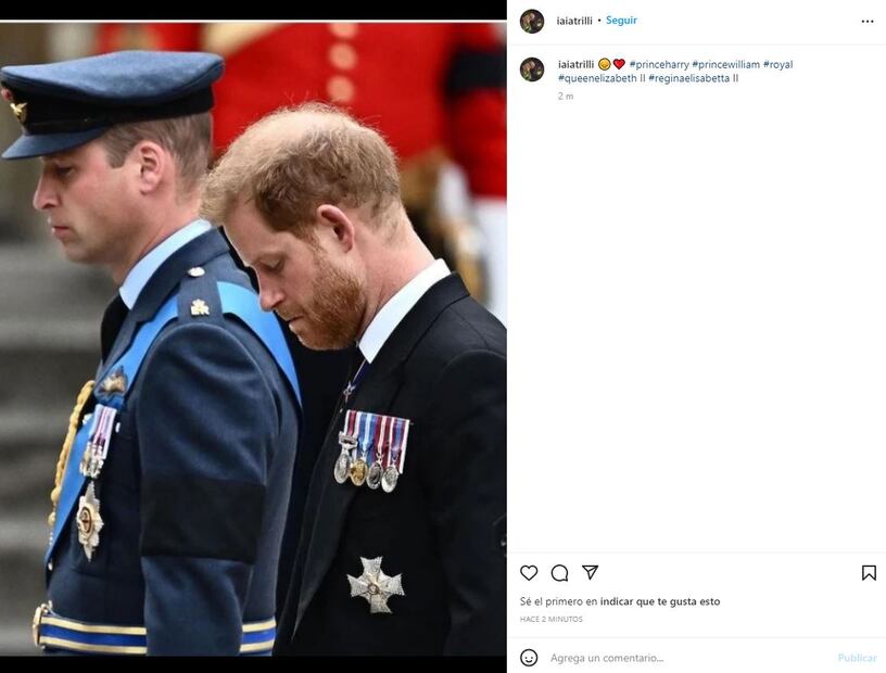Un príncipe Harry con ojos llorosos durante el funeral de Isabel II