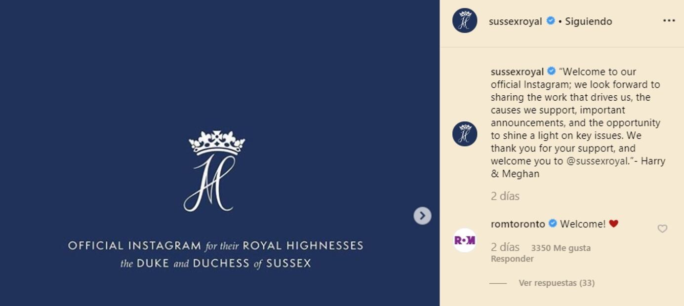 El príncipe Harry y Meghan Markle tomaron una cuenta de Instagram que era de otra persona 