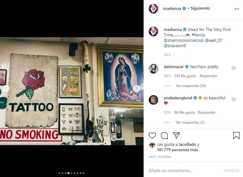 Madonna se realiza un tatuaje por primera vez y lo hace frente a la Virgen de Guadalupe