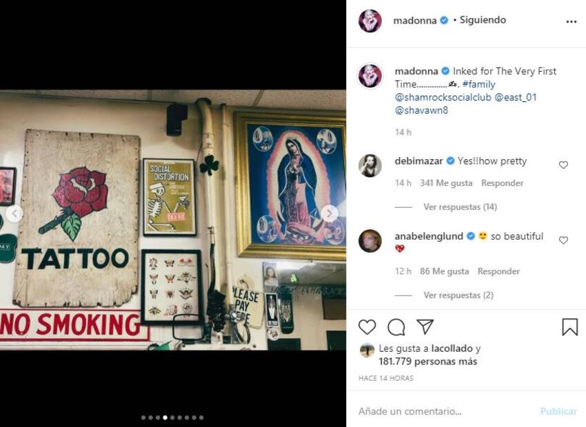 Madonna se realiza un tatuaje por primera vez y lo hace frente a la Virgen de Guadalupe
