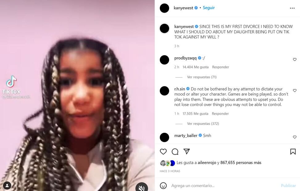 Se acabó la paz: Kim Kardashian Vs. Kanye West por la cuenta de North en TikTok