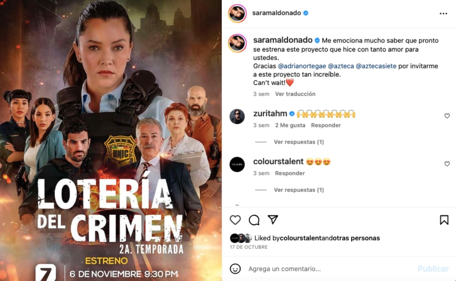 Sara Maldonado en "Loteria del Crimen" / Instagram: @saramaldonado