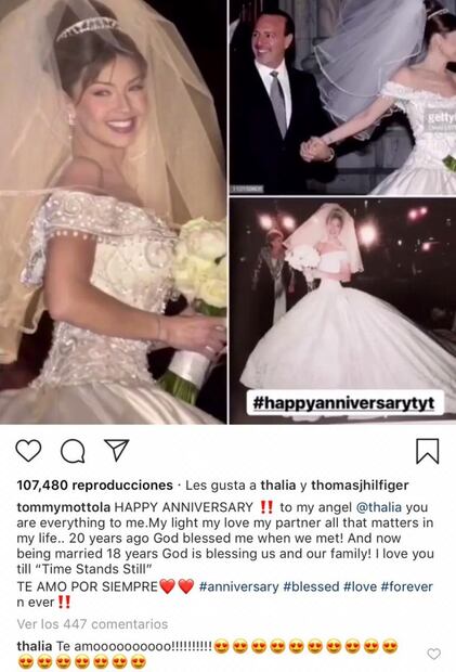 “Te amo por siempre”: el mensaje que Tommy Mottola dedicó a Thalía en su aniversario de bodas
