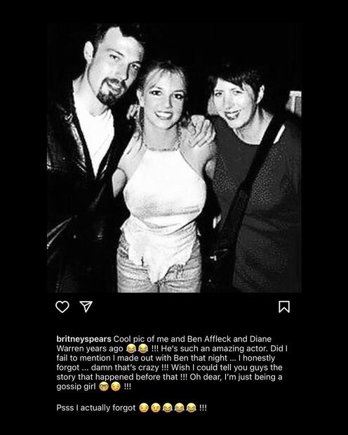 Publicación de Britney Spears, el cual fue borrado/Instagram.