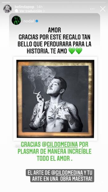 Belinda y Nodal: Plasman su amor en obra de arte cubierta de oro