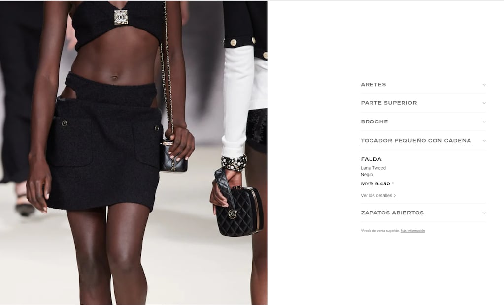 Sarah Kohan impacta con super look de Chanel: mini top y falda de tweed