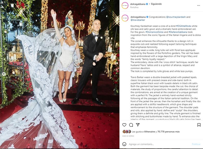 Kourtney Kardashian y Travis Barker: este es el significado del vestido de novia