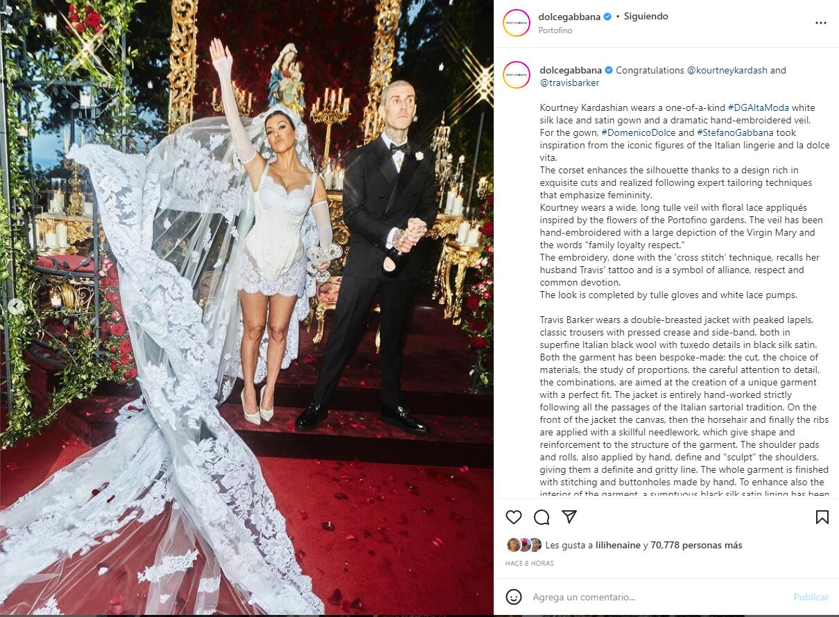 Kourtney Kardashian y Travis Barker: este es el significado del vestido de novia