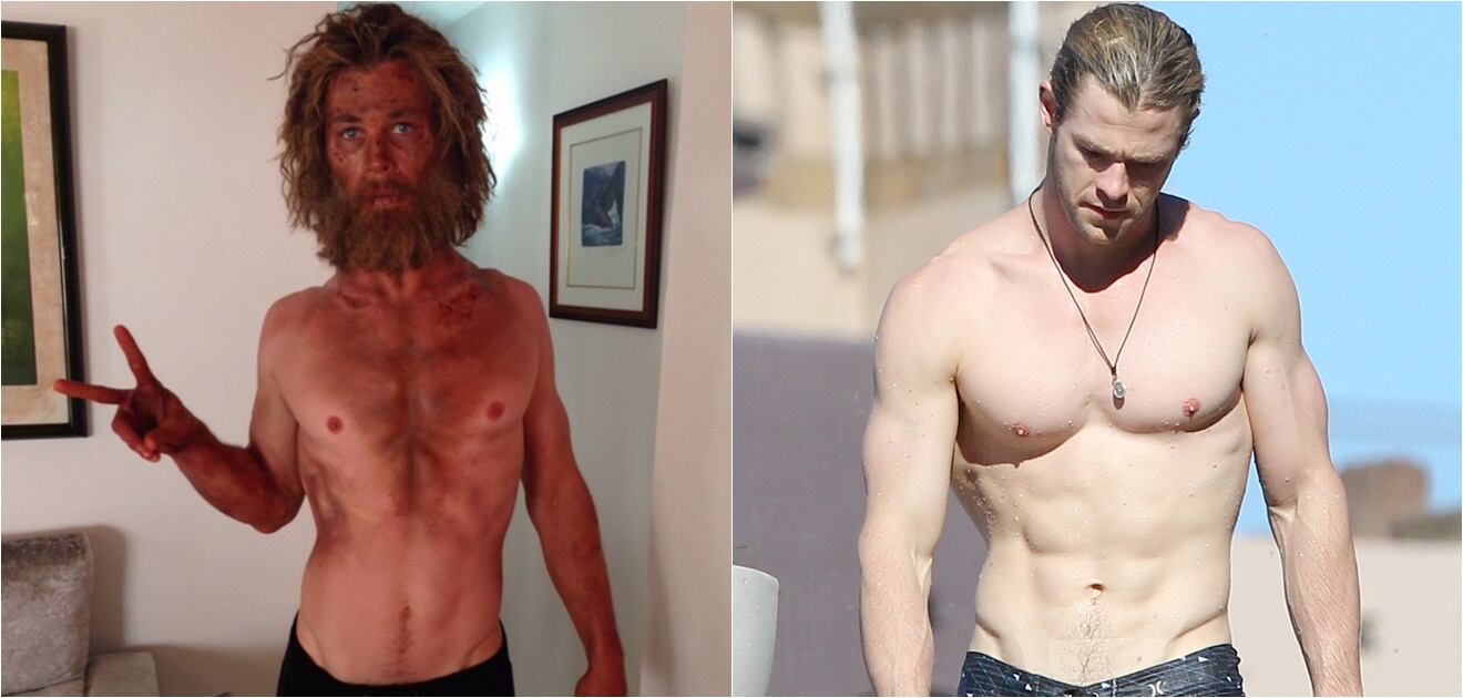 <p>Chris Hemsworth bajó de peso durante un año para su reciente papel en la película `En el corazón del mar´. <strong>(Foto: Twitter y Especial)</strong></p>